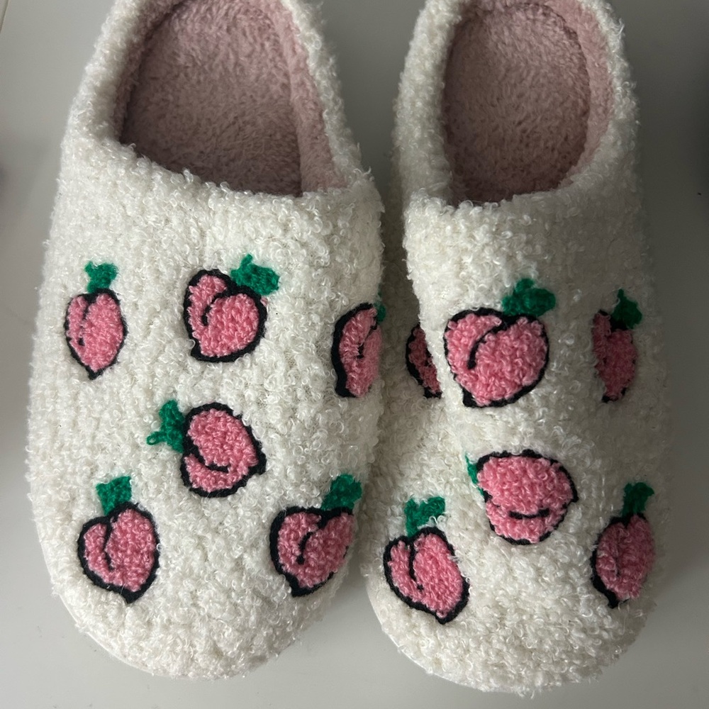 Cozy Pink and White Peach Slippers
